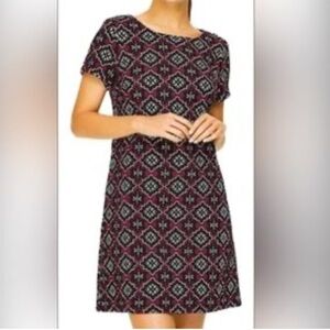 LOFT Medallion Jacquard Shoulder Button Dress Women’s Petite Size 4P